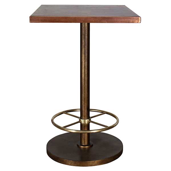Bistro Bar Table with Copper Top (Square) Gilani Furniture