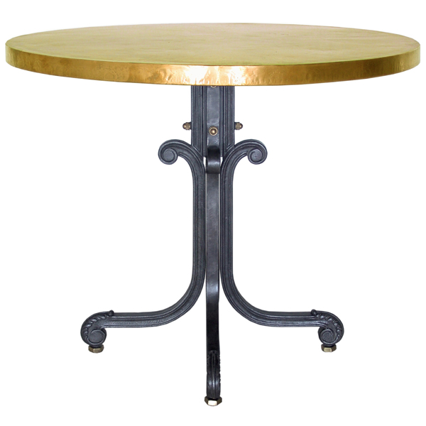 Bistro Table with Copper or Brass Top (Round). Copper dining table